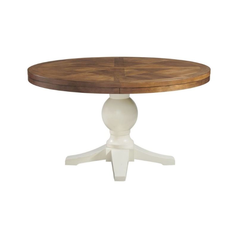 Picket House Furnishings Barrett Round Standard Height Dining Table In Natural/White - DPK100RDTB
