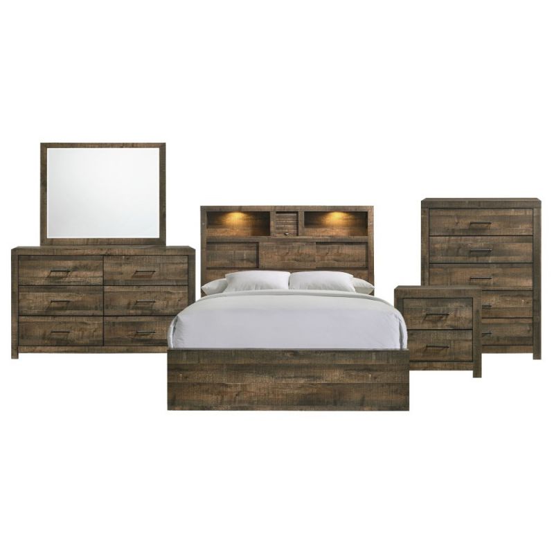 Picket House Furnishings - Beckett Queen Bookcase Panel 5PC Bedroom Set with Bluetooth - BY520QB5PC