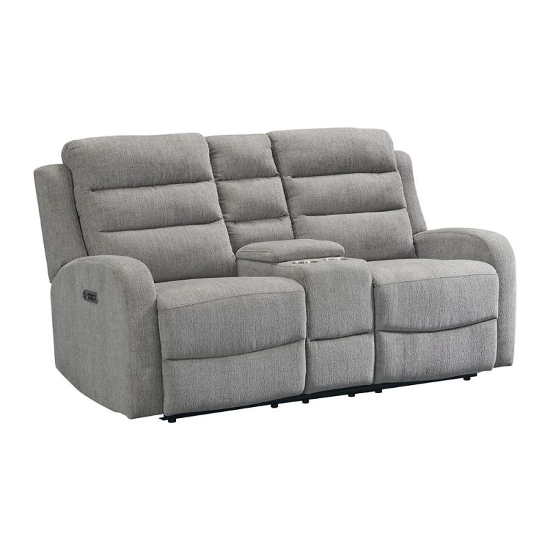 Picket House Furnishings - Bexley Power Motion Loveseat with Power Motion Head Recliner & Console in Whiskers Nature Grey - U-5260-8650-285PP