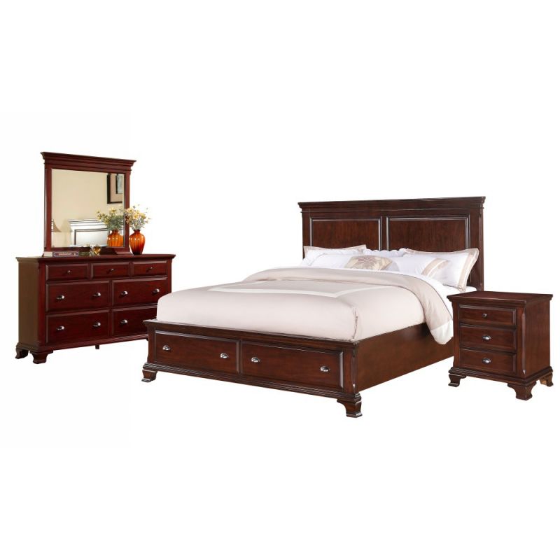 Picket House Furnishings - Brinley Cherry King Storage 4PC Bedroom Set - CN350KB4PC