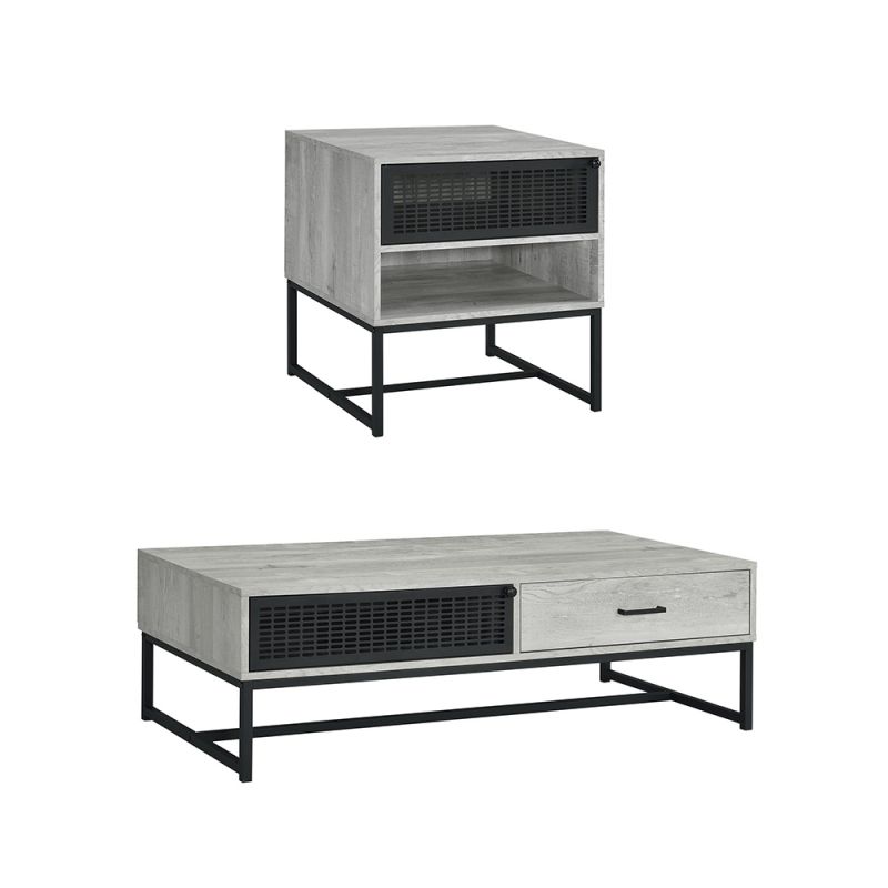 Picket House Furnishings - Bron  2PC Occasional Table Set in Grey-Coffee Table & End Table - T-6610-3-2PC