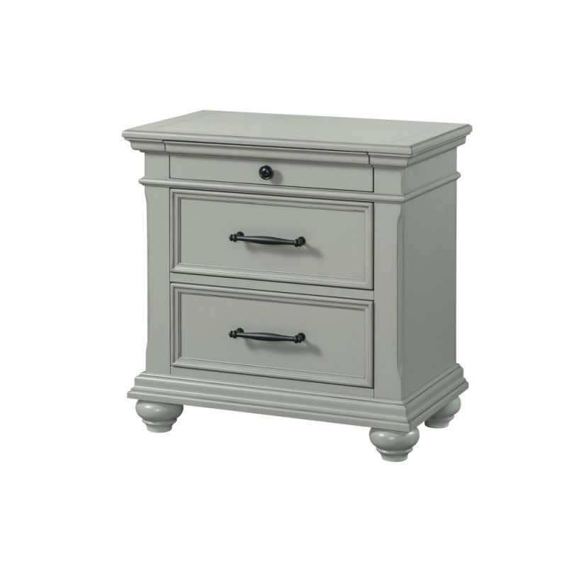 Picket House Furnishings - Brooks 3-Drawer Nightstand with USB Ports in Grey - SR300NS