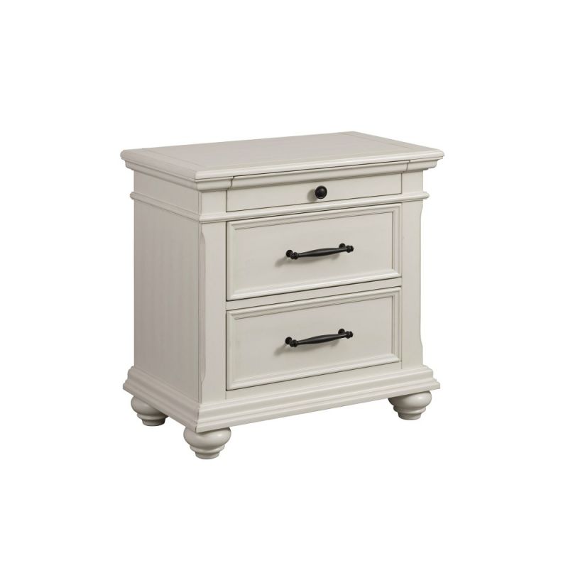 Picket House Furnishings Brooks 3-Drawer Nightstand with USB Ports in White - SR600NS