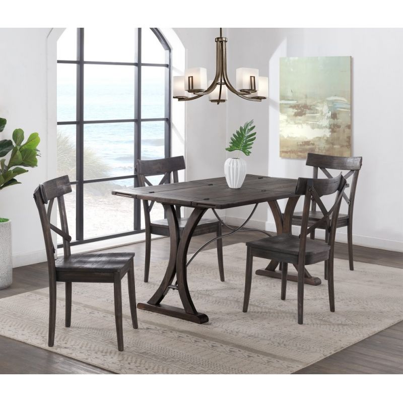 Picket House Furnishings - Camden Folding Top 5PC Dining Set-Table and Four Chairs - LNB100FTCOW5PC