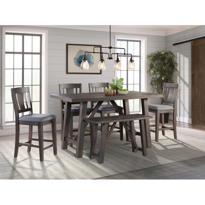 Picket House Furnishings - Carter Counter Height 6PC Dining Set-Table, Four Chairs & Bench - DCS100C6PC
