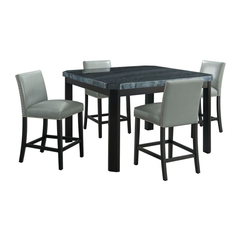 Picket House Furnishings - Celine 5PC Counter Height Dining Set-Table & Four Grey Faux Leather Chairs - CFC300CGGPU5PC