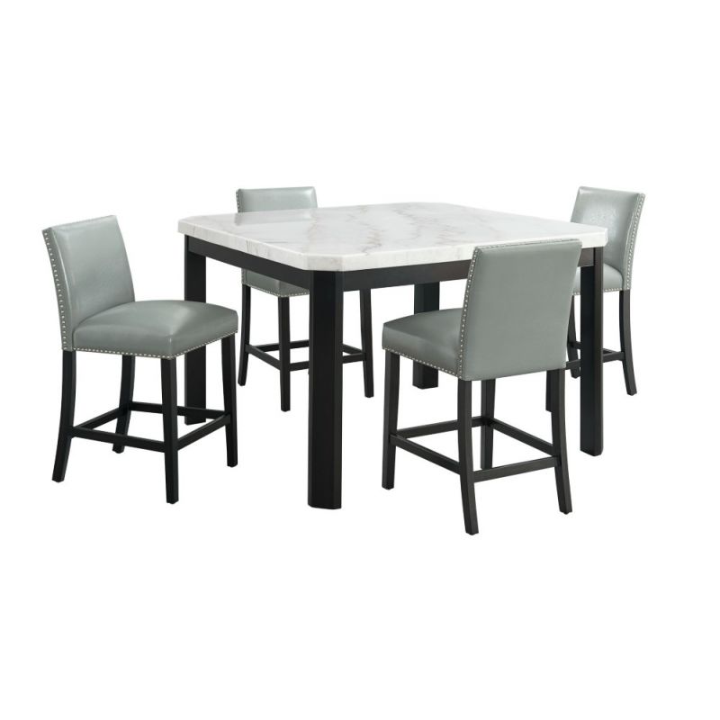 Picket House Furnishings - Celine 5PC Square Counter Dining Set- Table & Four Grey Side Chairs - CFC700SGY5PC