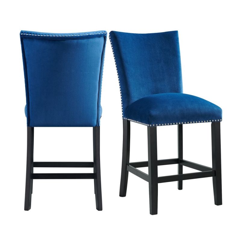Picket House Furnishings - Celine Blue Velvet Counter Height Chair (Set of 2) - CFC700CVSC