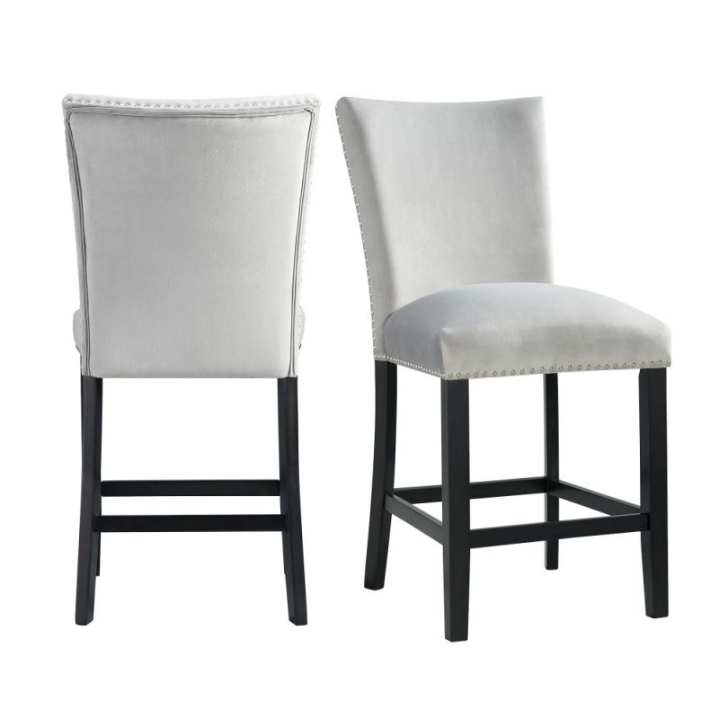 Picket House Furnishings - Celine Gray Velvet Counter Height Chair (Set of 2) - CFC300CVSC