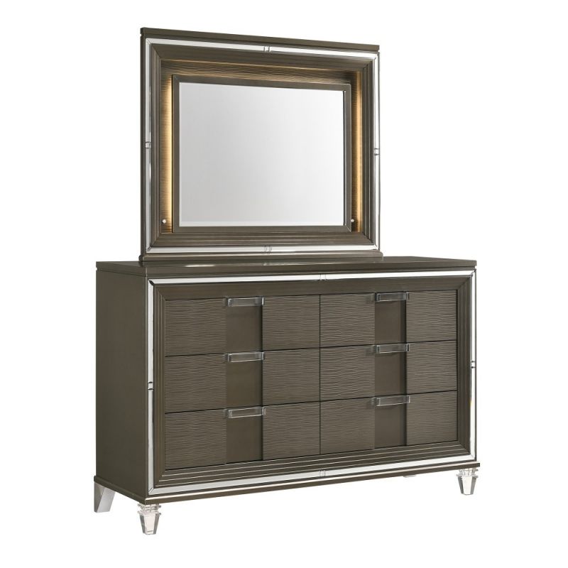 Picket House Furnishings - Charlotte 6 Drawer Dresser With Mood Lighting Mirror in Copper - TN600DRMR