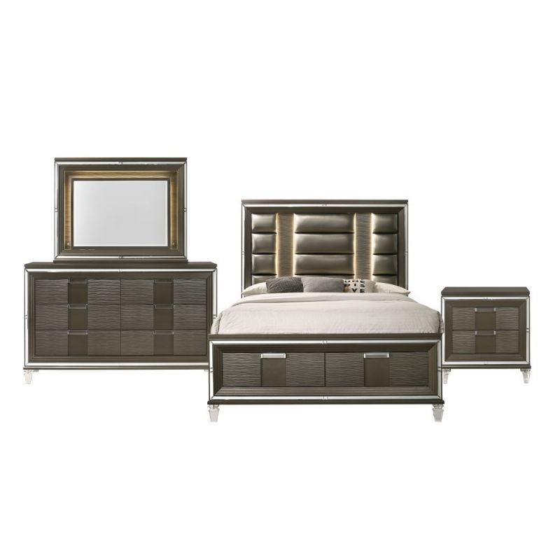 Picket House Furnishings - Charlotte King Storage 4Pc Bedroom Set in Copper - TN600KB4PC