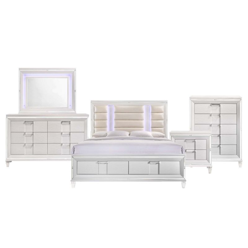 Picket House Furnishings - Charlotte King Storage 5PC Bedroom Set in White - TN700KB5PC