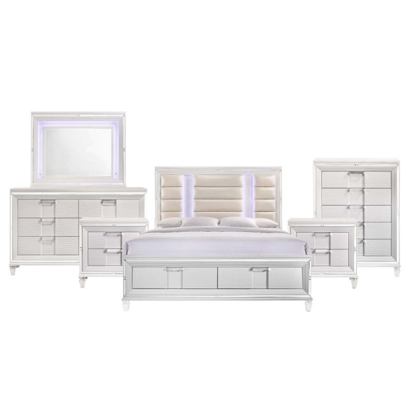 Picket House Furnishings - Charlotte King Storage 6PC Bedroom Set in White - TN700KB6PC