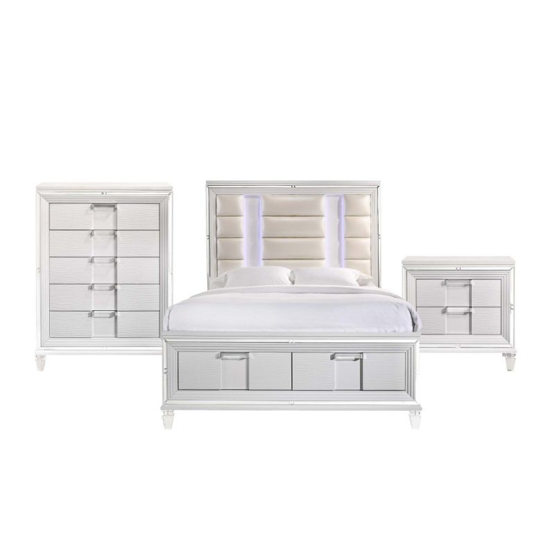 Picket House Furnishings - Charlotte Queen Storage 3PC Bedroom Set in White - TN700QB3PC