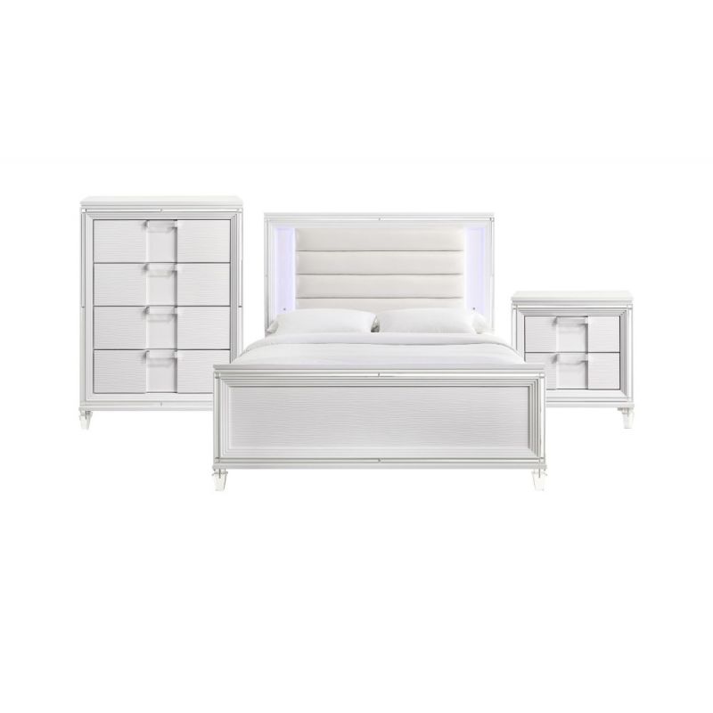 Picket House Furnishings - Charlotte Youth Full Platform 3PC Bedroom Set in White - TN777F3PC