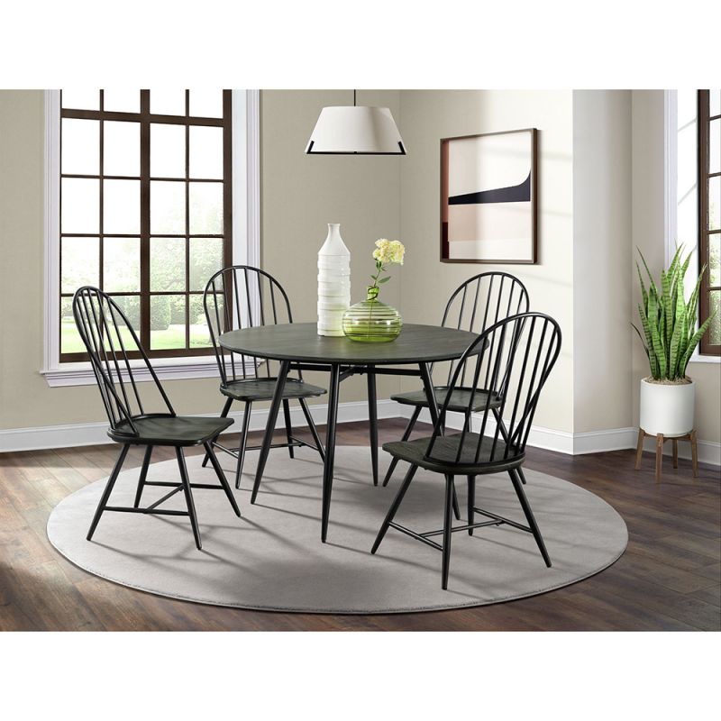 Picket House Furnishings - Clover 5PC Standard Height Dining Set in Black-Table and Four Chairs - D-1850-8-5PC