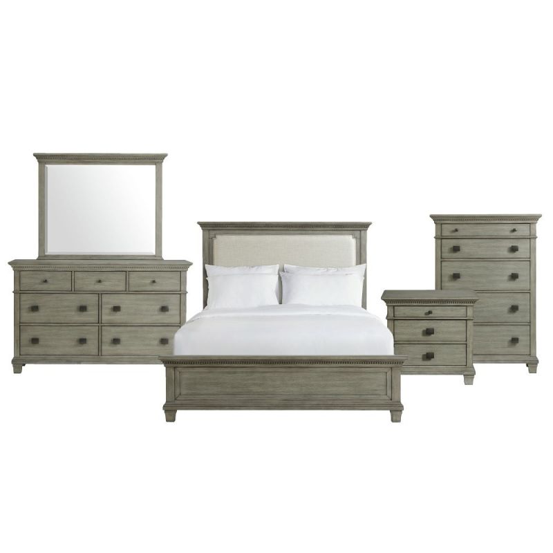 Picket House Furnishings - Clovis Queen Panel 5PC Bedroom Set in Grey - CW300QB5PC