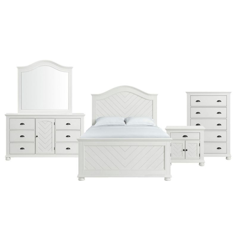 Picket House Furnishings - Conaughey Full Panel 5PC Bedroom Set in White - B-9340-7-FB-5PC