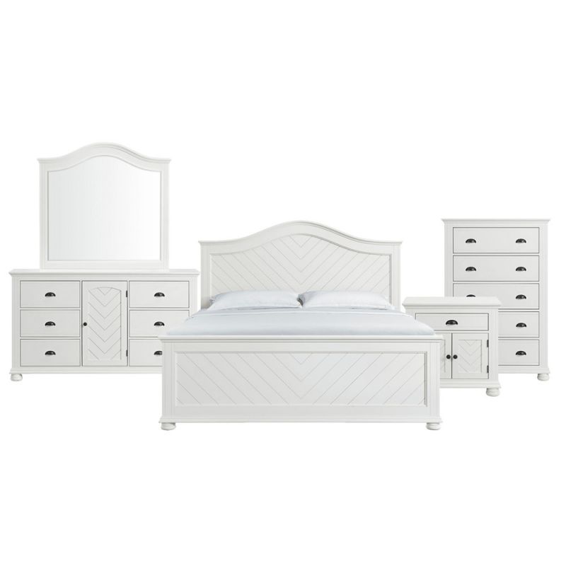 Picket House Furnishings - Conaughey King Panel 5PC Bedroom Set in White - B-9340-7-KB-5PC