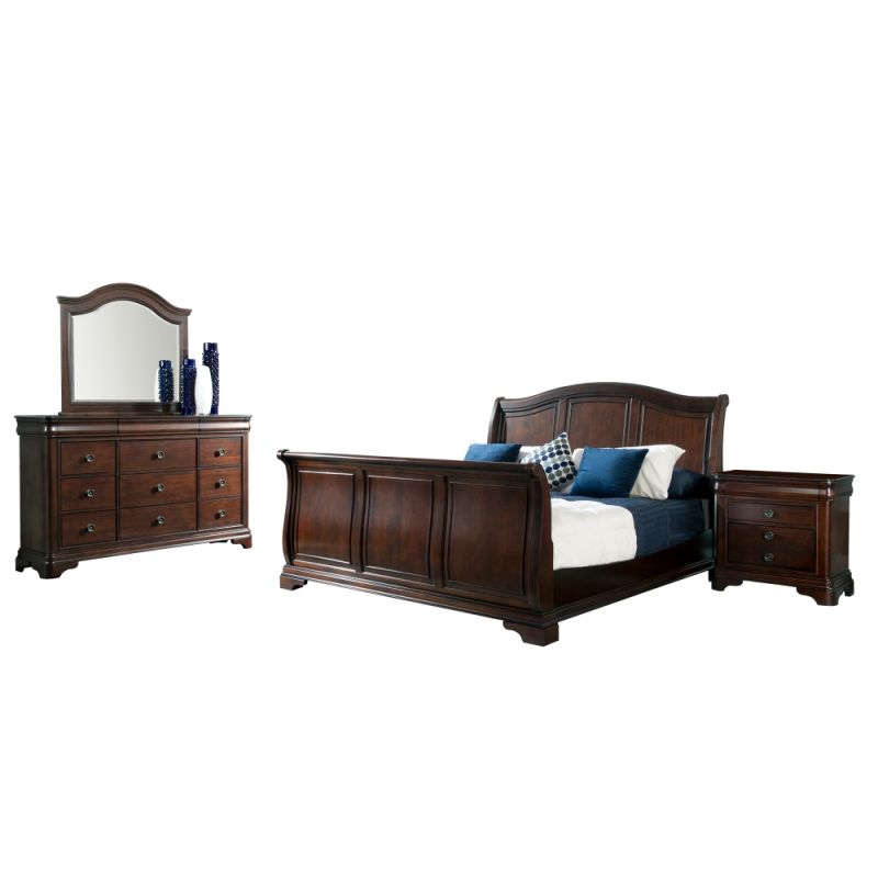 Picket House Furnishings - Conley Cherry King Sleigh 4PC Bedroom Set - CM750KSB4PC