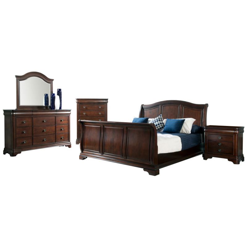 Picket House Furnishings - Conley Cherry Queen Sleigh 5PC Bedroom Set - CM750QSB5PC