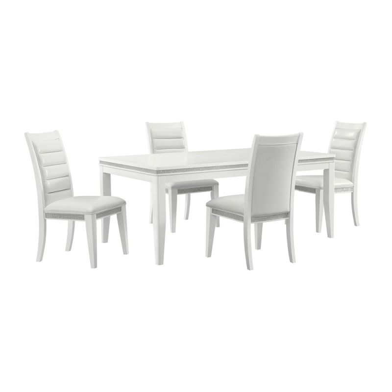 Picket House Furnishings - Corinth 5PC Standard Height Dining Set in White-Table and Four Chairs - D-10440-7-DT-5PC