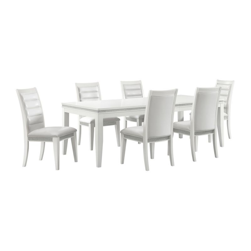 Picket House Furnishings - Corinth 7PC Standard Height Dining Set in White-Table and Six Chairs - D-10440-7-DT-7PC