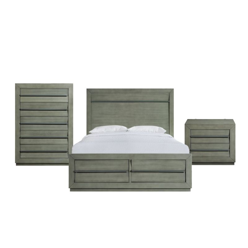 Picket House Furnishings - Cosmo Queen Storage 3PC Bedroom Set in Grey - B-25263-QSB-3PC