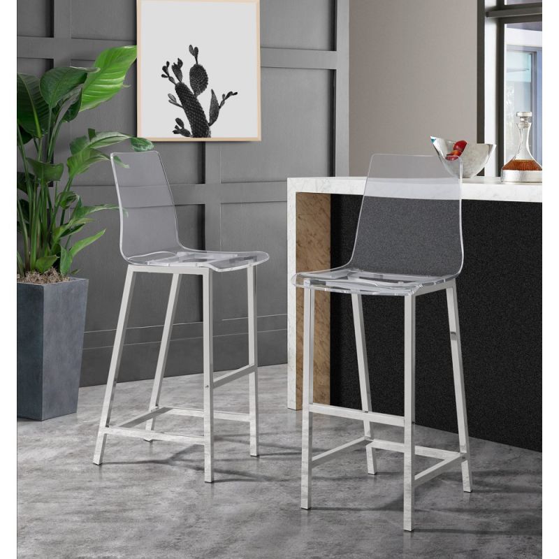 Picket House Furnishings - Cova 30 Bar Stool in Clear (Set of 2) - CDZS100CSC