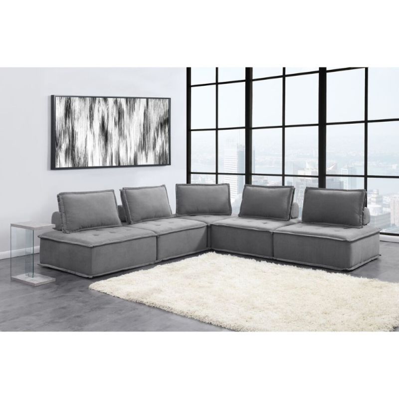 Picket House Furnishings - Cube Modular Seating 5pc Sectional In Charcoal - UPX5265PC
