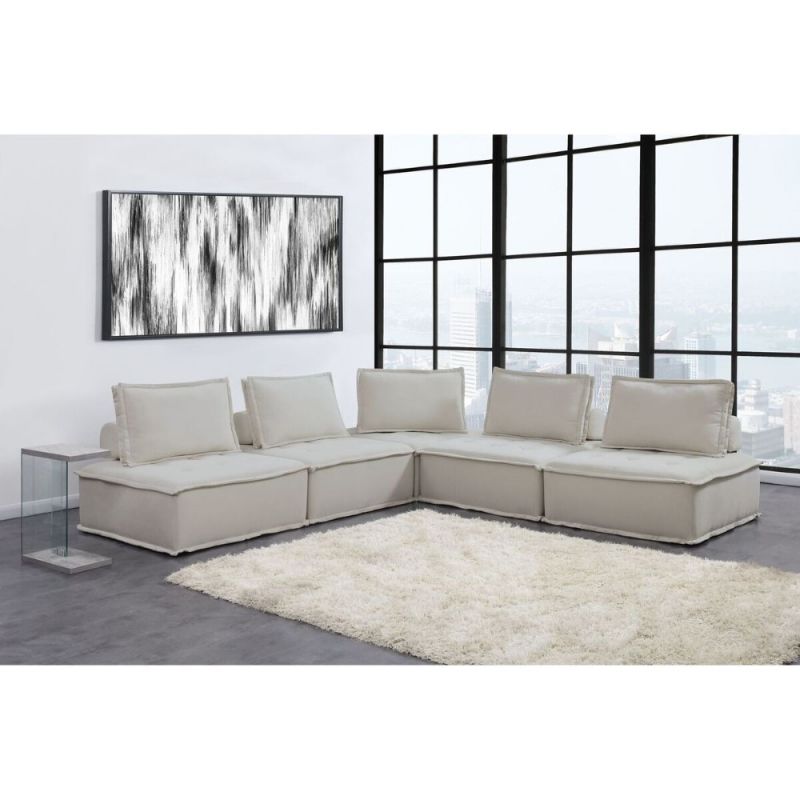 Picket House Furnishings Cube Modular Seating 5pc Sectional In Natural - UPX5255PC