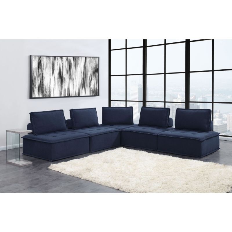 Picket House Furnishings - Cube Modular Seating 5pc Sectional In Navy - UPX16715PC