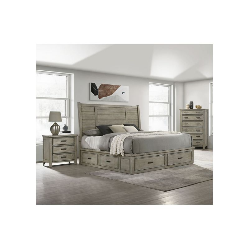 Picket House Furnishings - Damen King Storage 3PC Bedroom Set in Drift Grey - SV300KB3PC