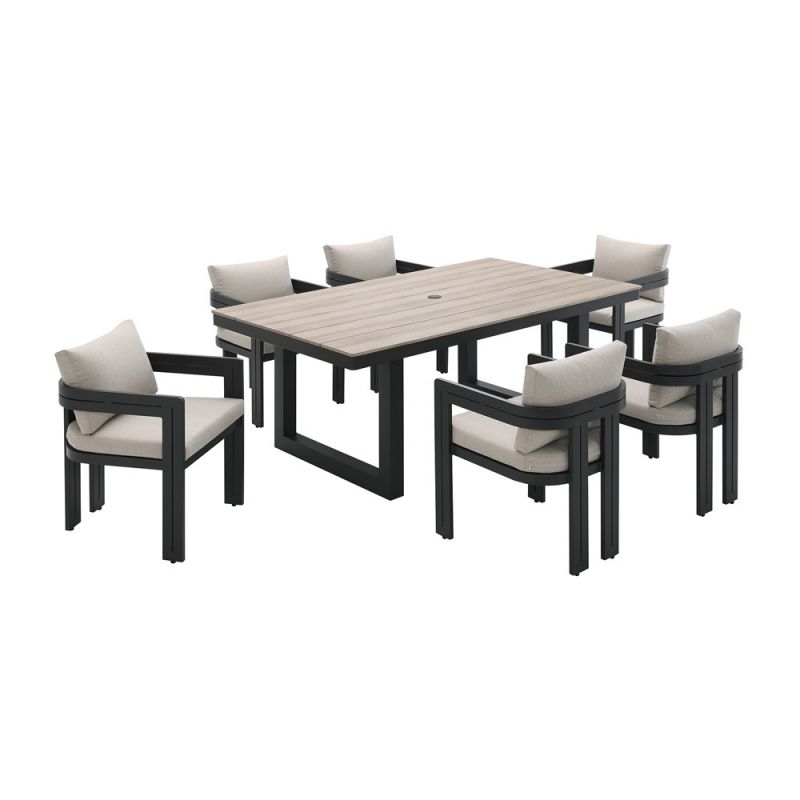 Picket House Furnishings - Del Mar 7PC Patio Dining Set in Black-Table & Six Chairs - O-10910-8-PDS-7PC