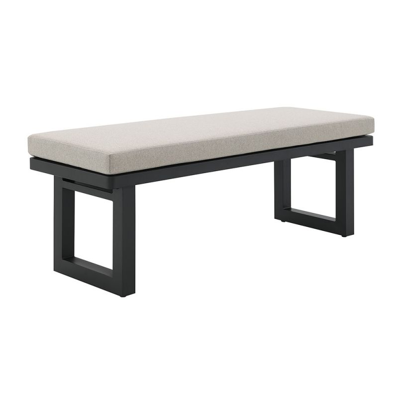 Picket House Furnishings - Del Mar Dining Bench - Black and Soluction Beige - O-10910-8-BN