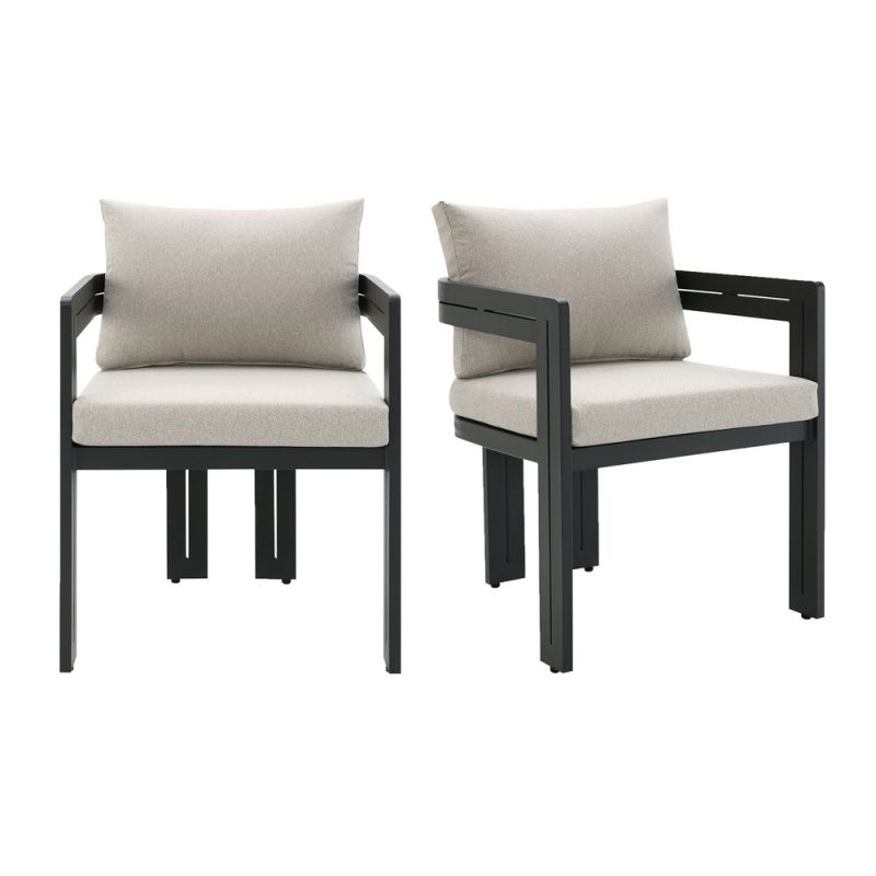 Picket House Furnishings - Del Mar Dining Side Chair - Black and Soluction Beige (Set of 2) - O-10910-8-SC