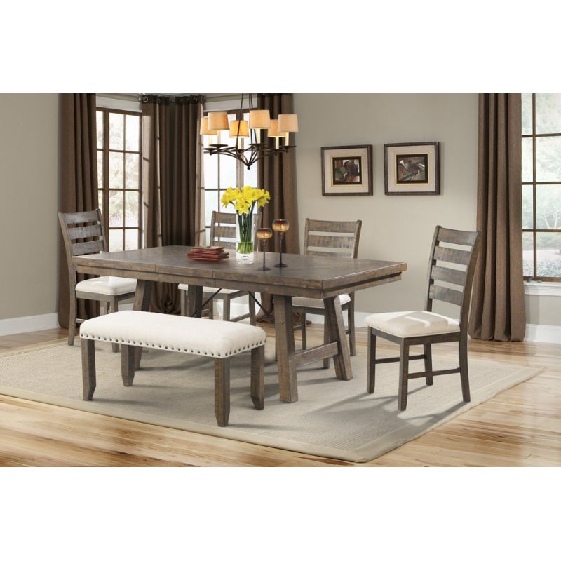 Picket House Furnishings - Dex 7PC Dining Set- Table, 4 Ladder Side Chairs & Bench - DJX150B6PC