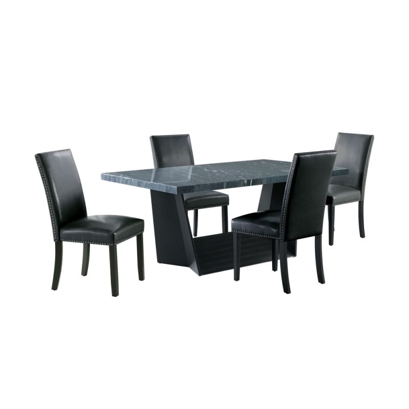 Picket House Furnishings - Dillon 5PC Dining Set in Dark - Table & Four Meridian Black Chairs - CDBY800-100-5PC