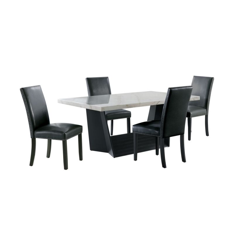 Picket House Furnishings - Dillon 5PC Dining Set in White - Table & Four Meridian Black Chairs - CDBY100-100-5PC