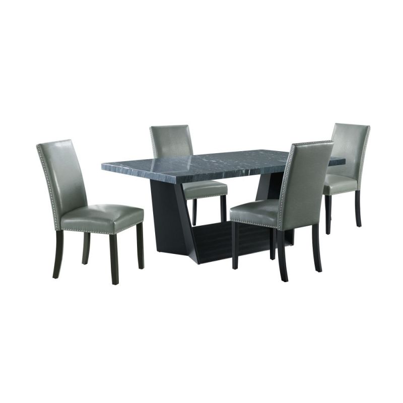 Picket House Furnishings - Dillon Standard Height Gray 5PC Dining Set-Table & Four Faux Leather Chairs in Gray - CDBY800.P300.5PC