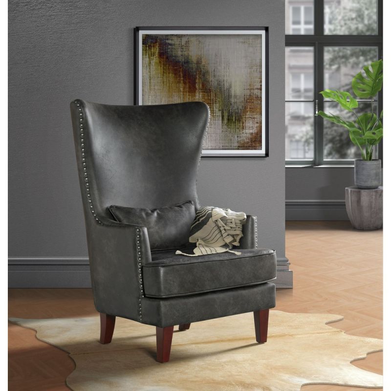 Picket House Furnishings - Elia Chair with Chrome Nails In Sierra Charcoal - UKR3000100