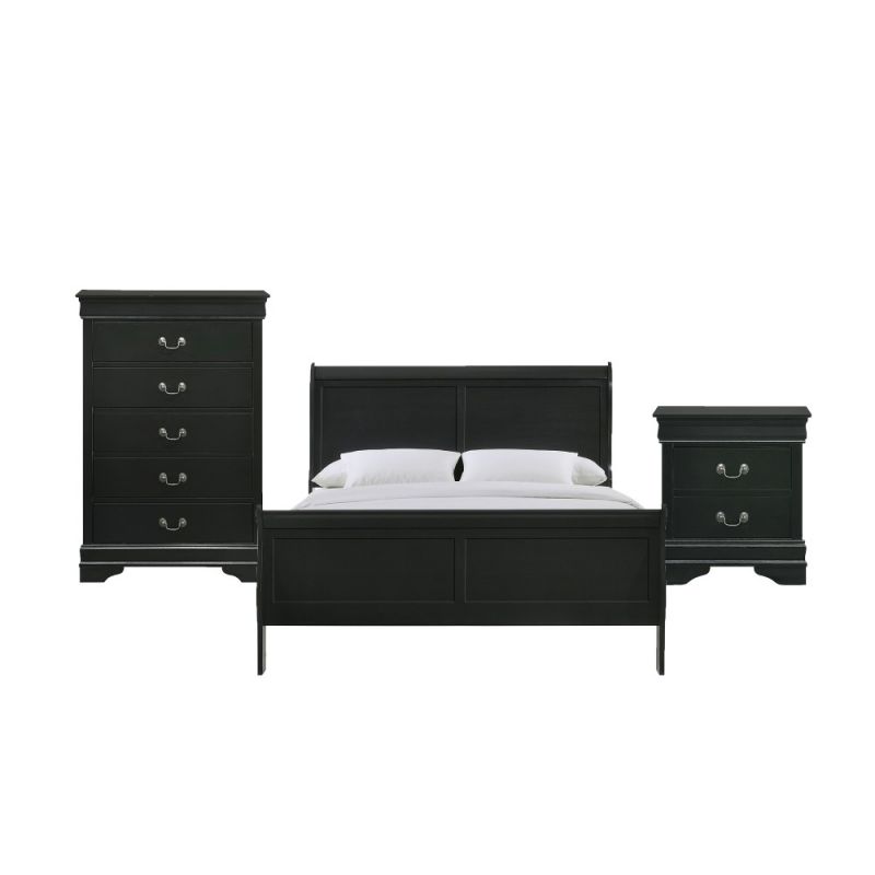 Picket House Furnishings - Ellington Queen Panel 3PC Bedroom Set in Black - B-11458-Q3PC