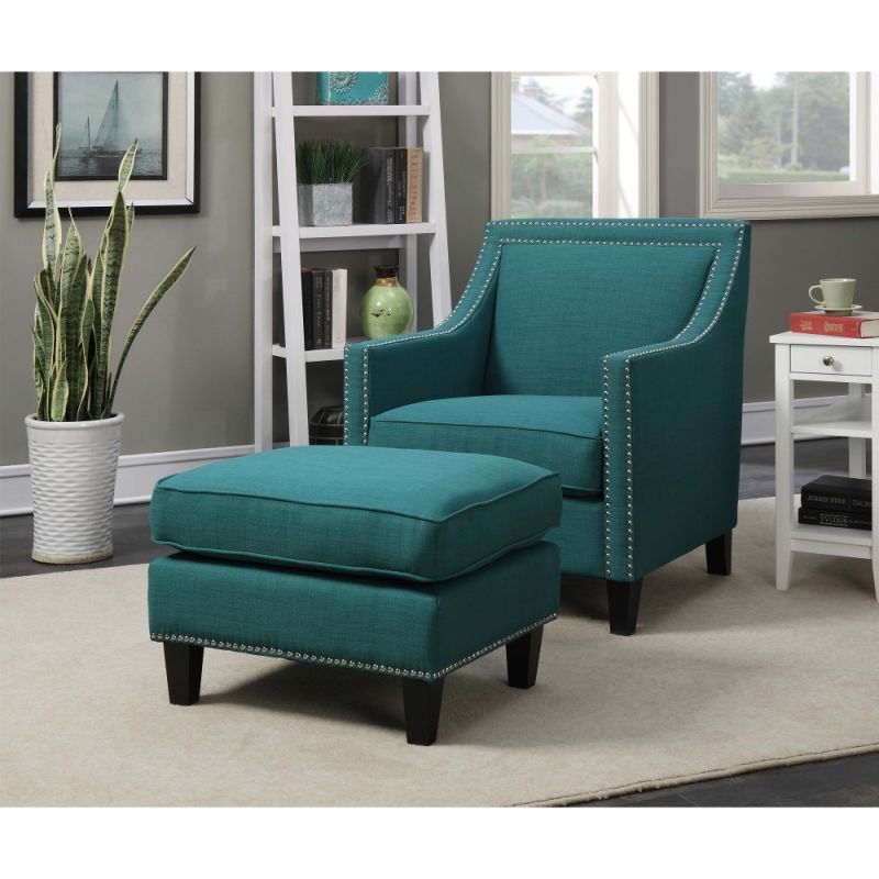 Picket House Furnishings - Emery Chair And Ottoman in Teal - UER0872PC
