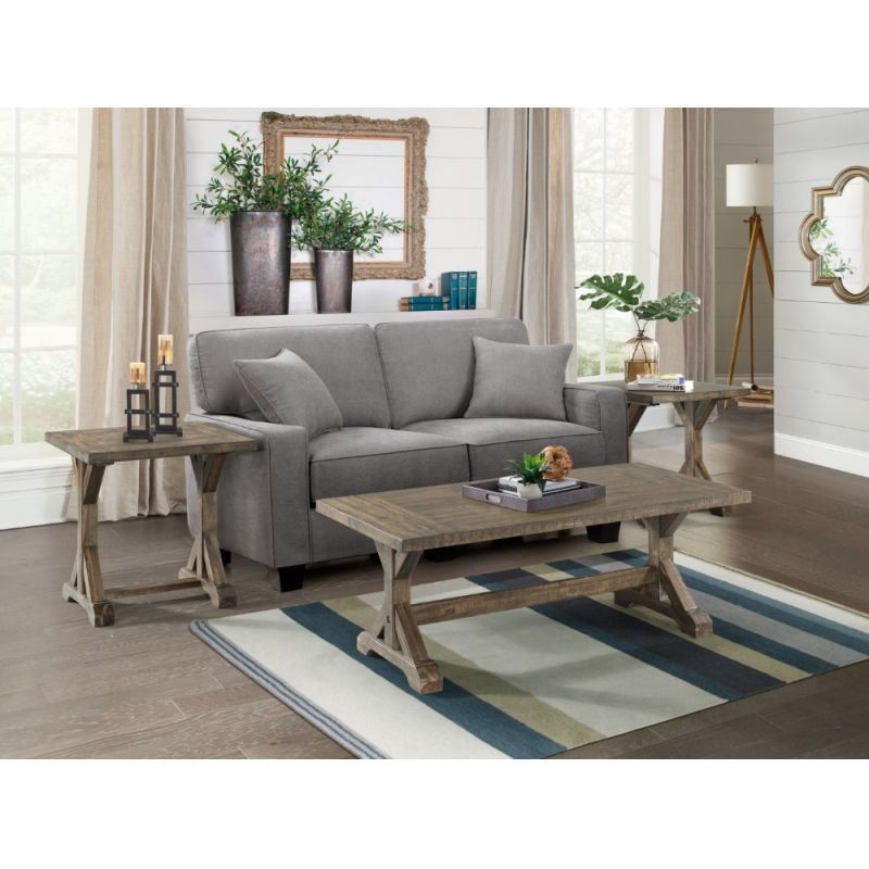 Picket House Furnishings - Finn 3Pc Accent Trestle Table Set Coffee Table And Two End Tables in Walnut - TFN100T3PC