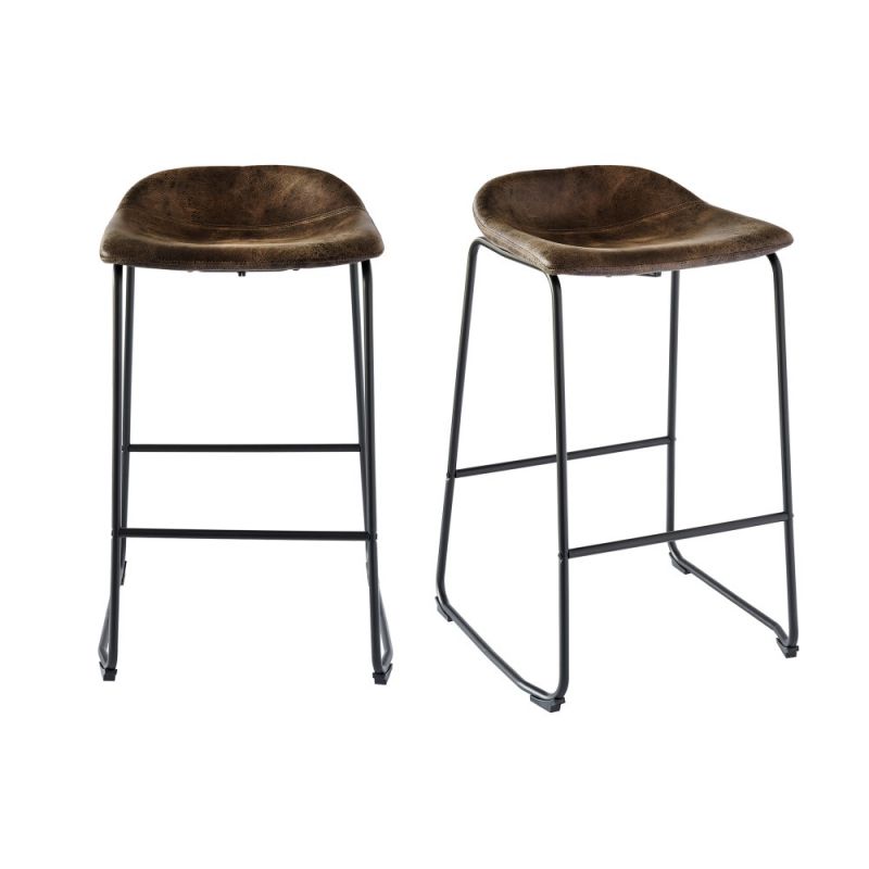 Picket House Furnishings - Galloway Metal Bar Stool in Brown (Set of 2) - BCZ400BSE