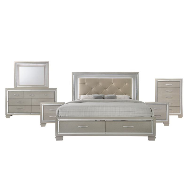 Picket House Furnishings - Glamour King Platform Storage 6PC Bedroom Set - LT1506KB