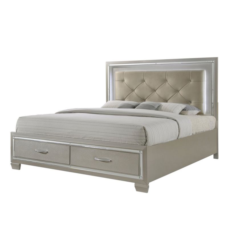 Picket House Furnishings - Glamour Queen Platform Storage Bed - LT150QB