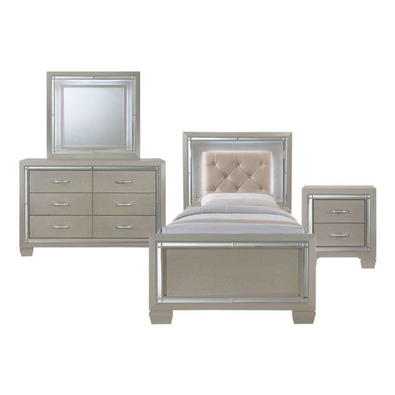 Picket House Furnishings - Glamour Youth Twin Platform 4PC Bedroom Set - LT111TB4PC
