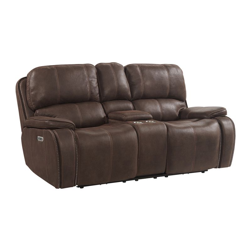 Picket House Furnishings - Grover Power Motion Loveseat with Power Headrest & Console in Heritage Coffee - U-5230-8641-285PP