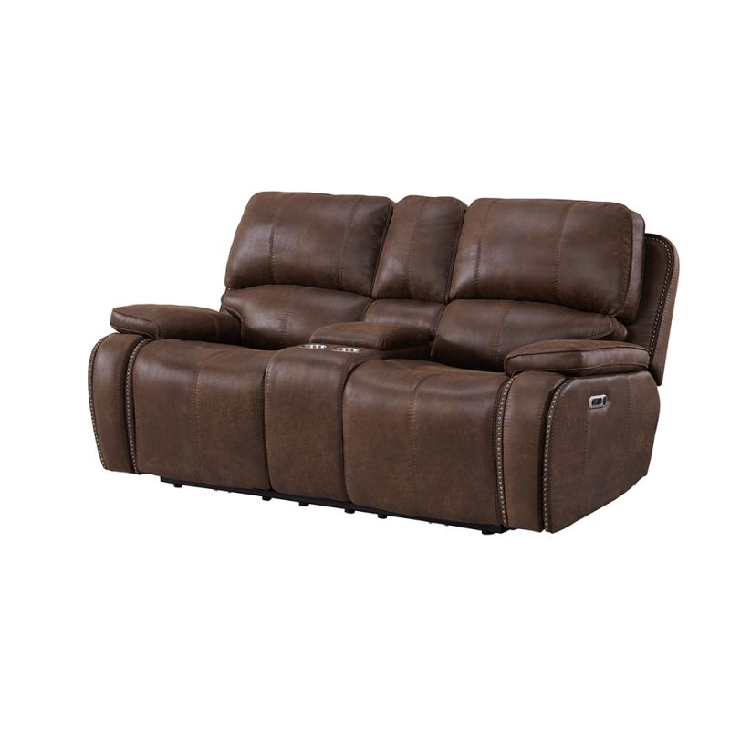 Picket House Furnishings - Grover Power Motion Loveseat with Power Motion Head Recliner & Console in Heritage Brown - U-5230-8640-285PP